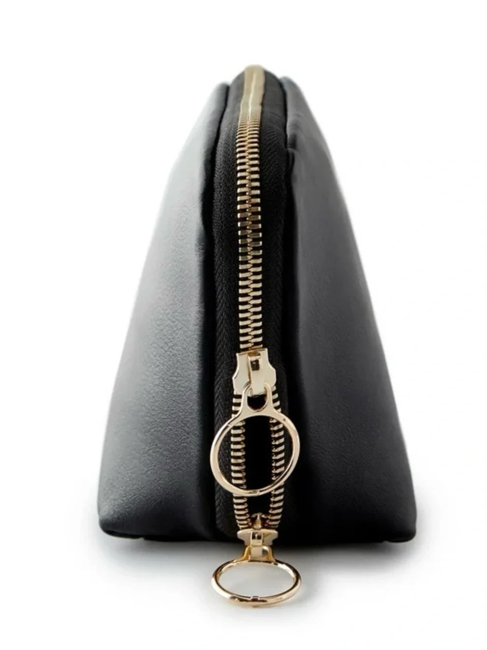 Kusshi Black Leather Everyday Makeup Bag